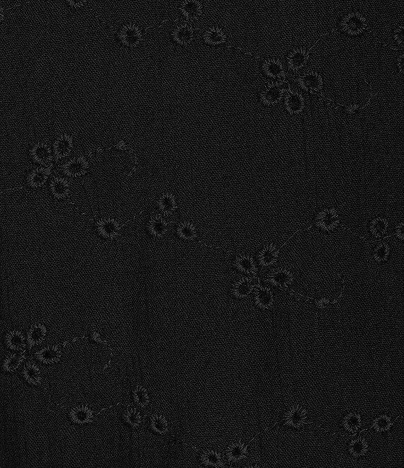Honey & Sparkle Embroidered Eyelet Tie Back Pointed Hem Top Product Image