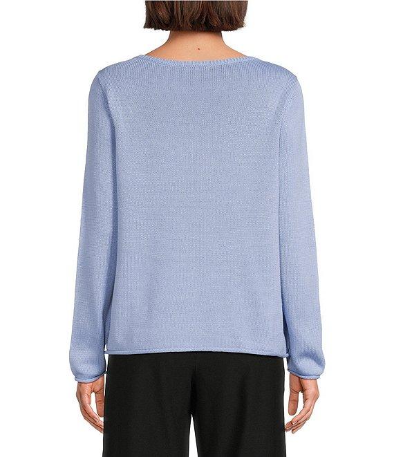 Eileen Fisher Peruvian Cotton Blend Boat Neck Long Sleeve Sweater Product Image