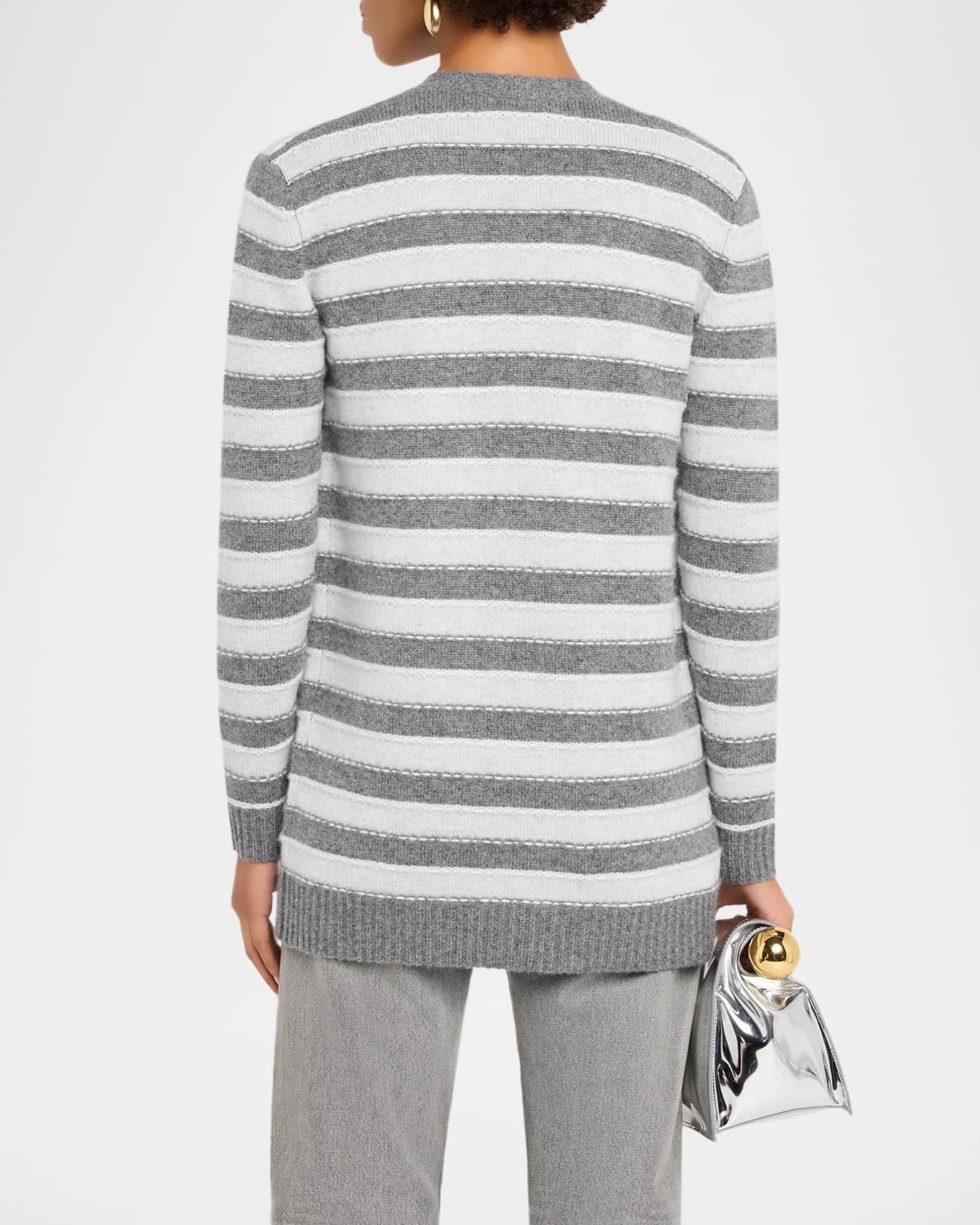 Cashmere Striped Open-Front Cardigan Product Image