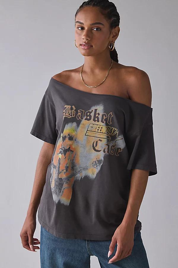 DAY Rock Band Graphic Off-The-Shoulder Oversized Tee Womens at Urban Outfitters Product Image