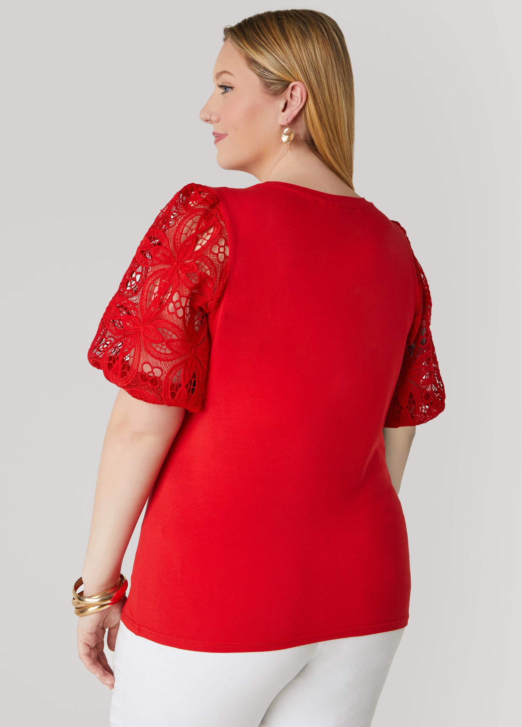 Crochet Sleeved Jersey Tee Product Image