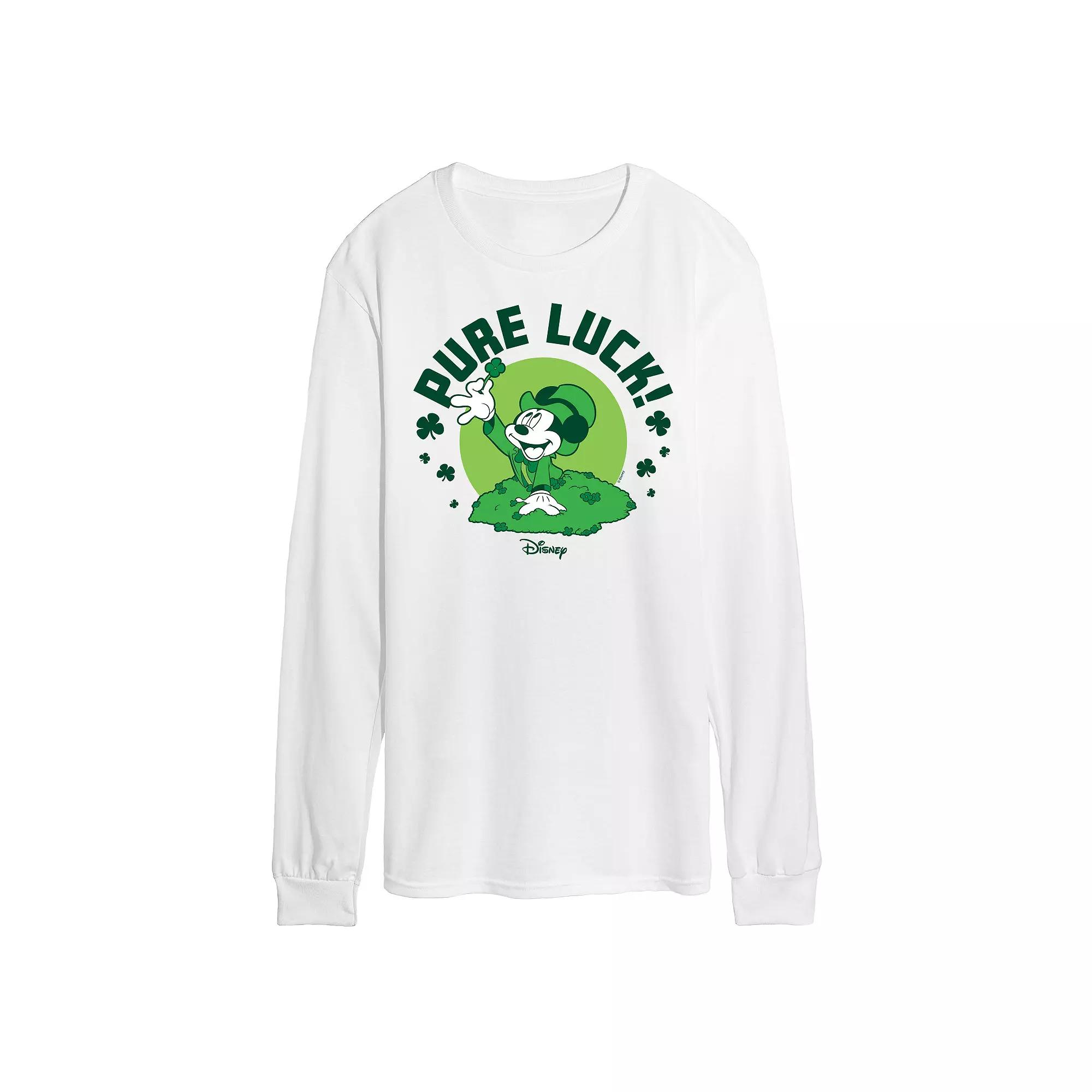 Disney's Mickey Mouse Men's Pure Luck Long Sleeve Graphic Tee,  Product Image