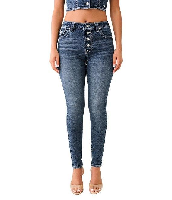 True Religion Jennie High Rise Crystal Flap Skinny Jean Product Image