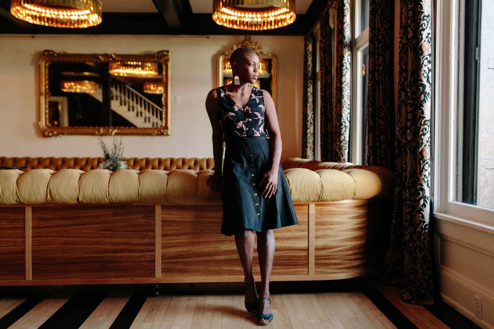 Bae Skirt in Black Linen Product Image