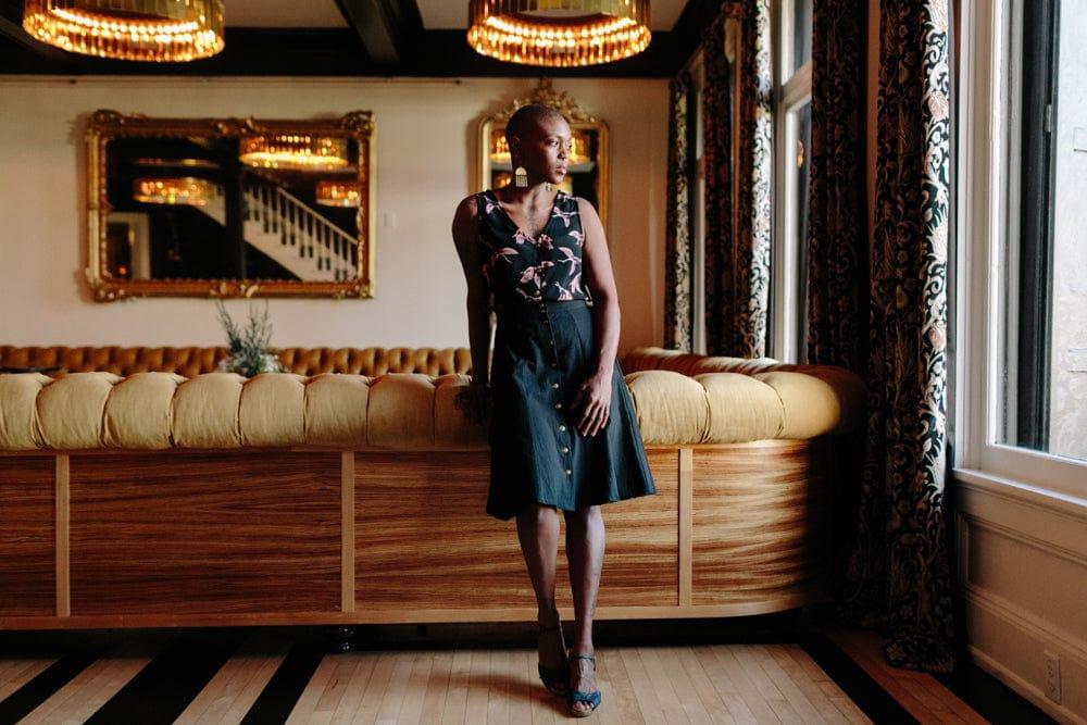 Bae Skirt in Black Linen Product Image