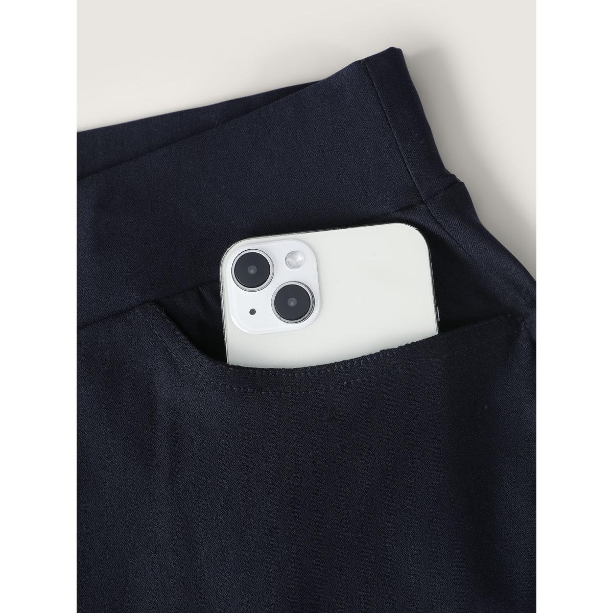 Plus Size Stretchy Split Hem Cropped Pants Women DarkBlue Office Bodycon Mid Rise Office Pants BloomChic 10/M Product Image