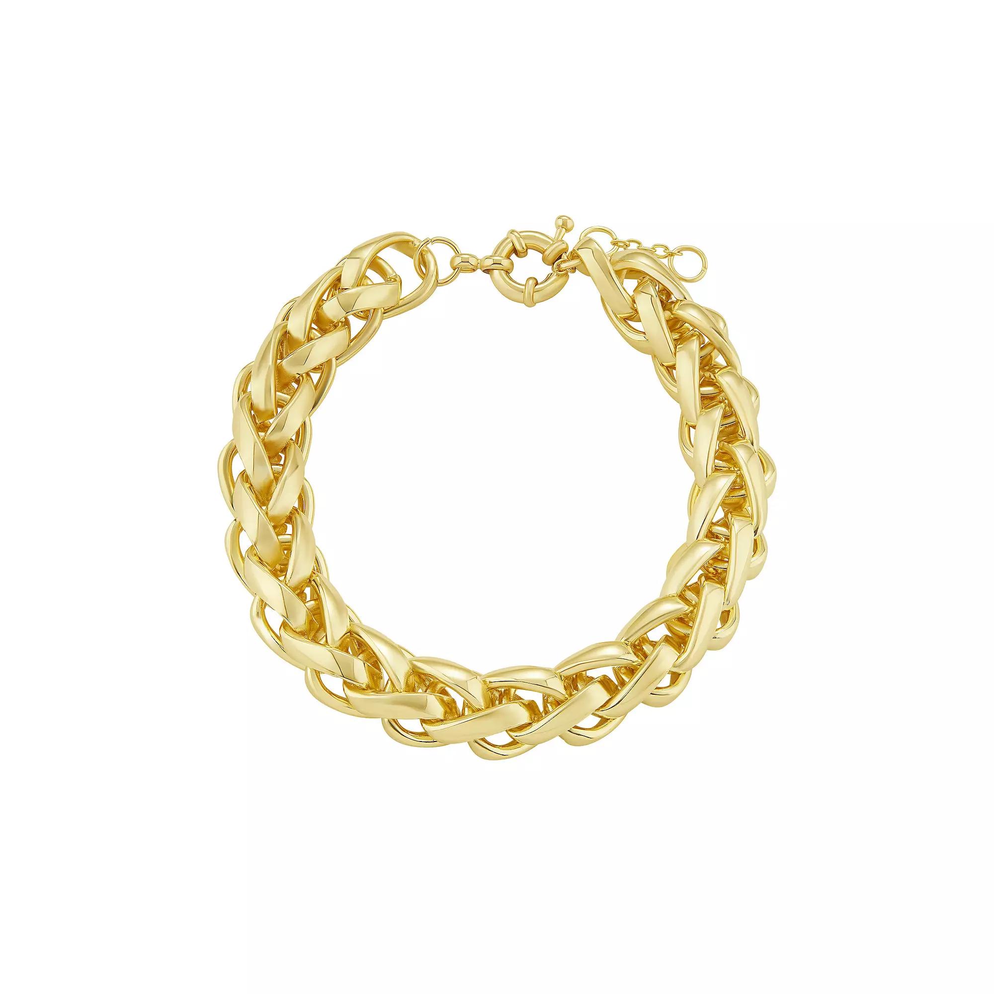 Emberly Gold Tone Polished Wheat Chain Bracelet, Women's, Yellow Product Image