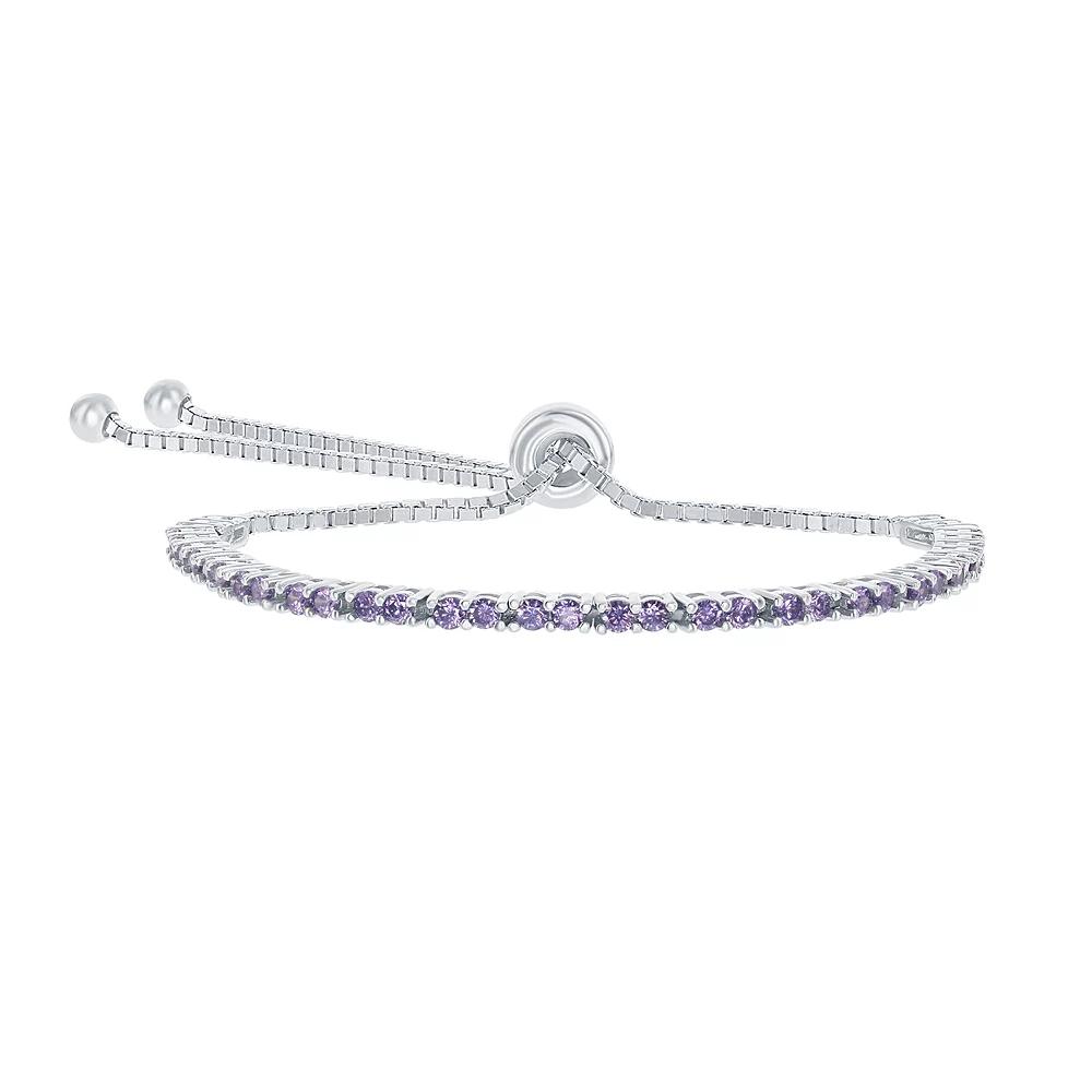 Sterling Silver 2mm Birthstone Bracelet, Women's, Size: 8", February Product Image