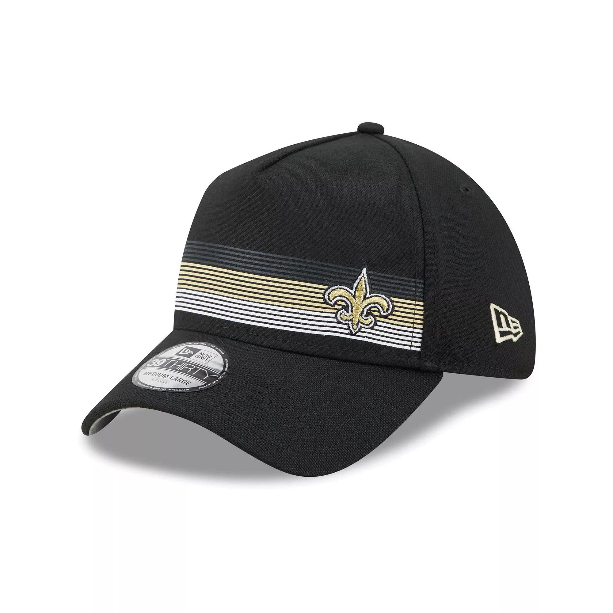 Men's New Era Black New Orleans Saints Flawless Stripe 39THIRTY Flex Hat, Size: Medium/Large Product Image