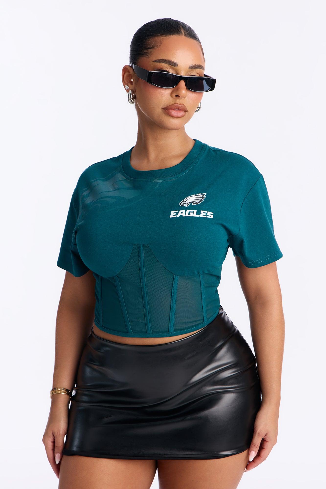 NFL Philadelphia Eagles Lace Up Top - Green Female Product Image