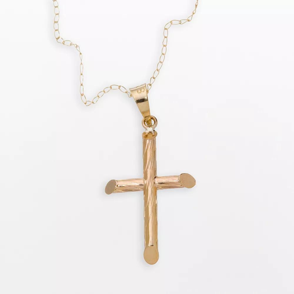 10k Gold Tube Cross Pendant, Womens Product Image