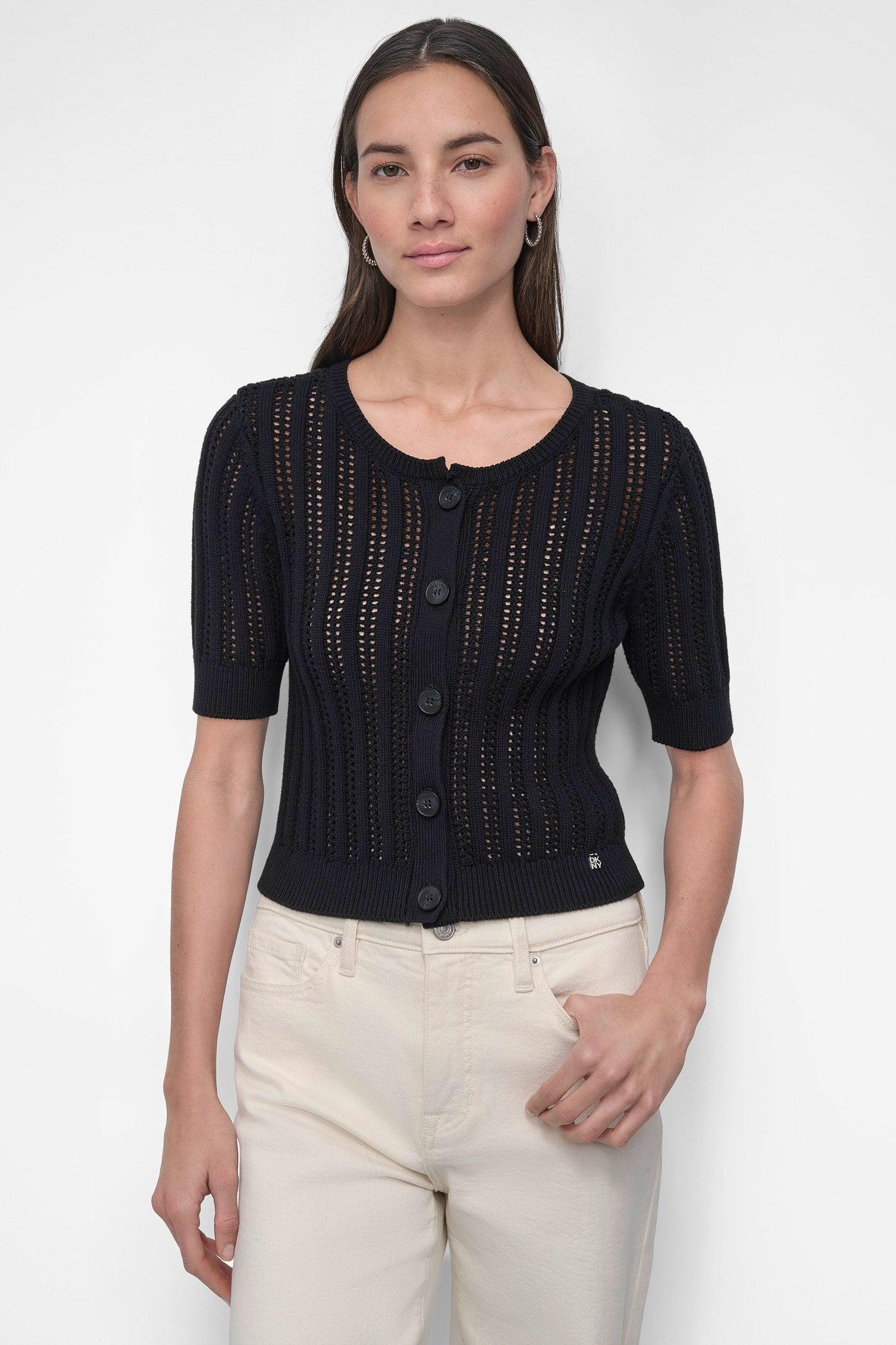 CABLE POINTELLE KNIT CARDIGAN Product Image