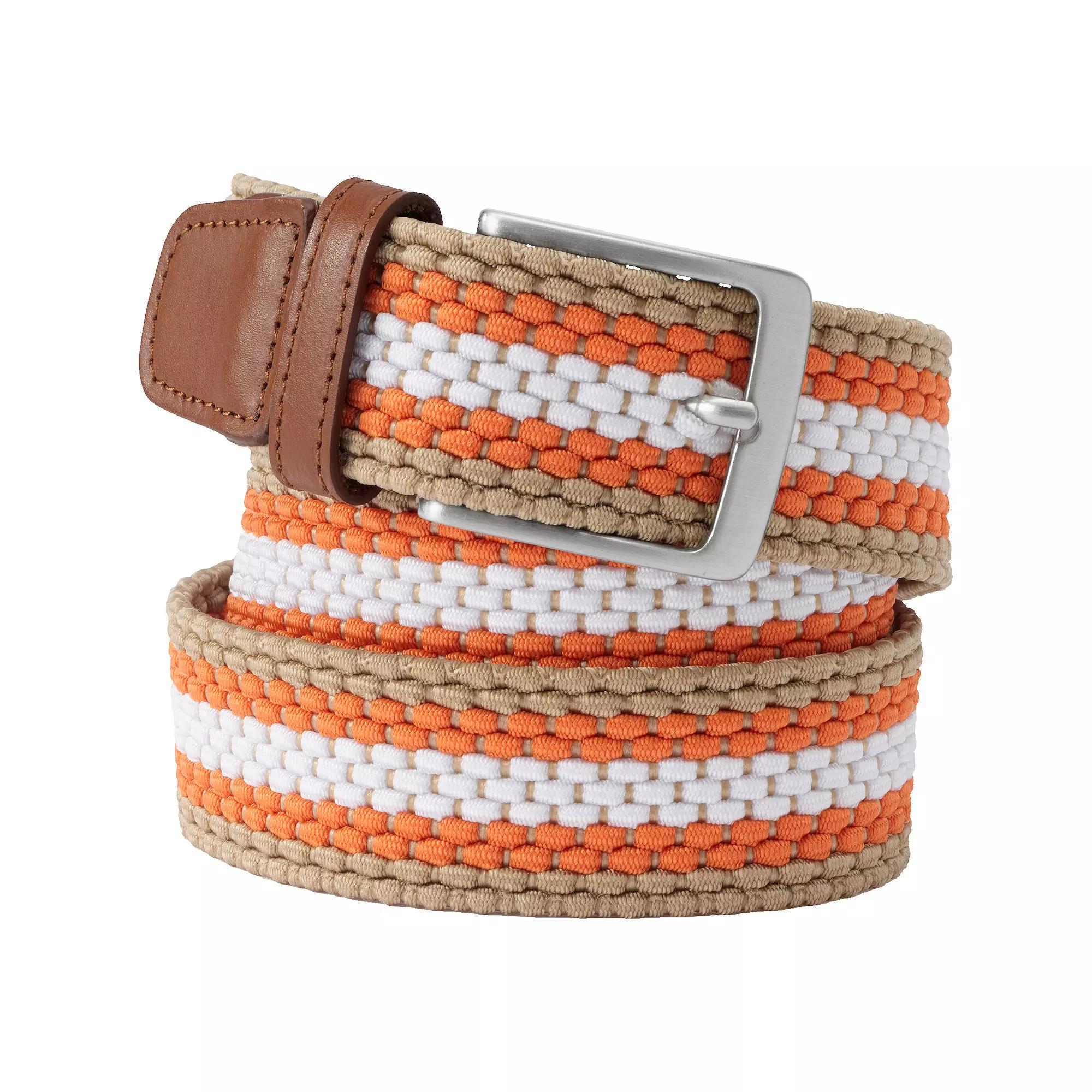 Men's Lands' End Elastic Braid Leather Trim Belt,  Product Image
