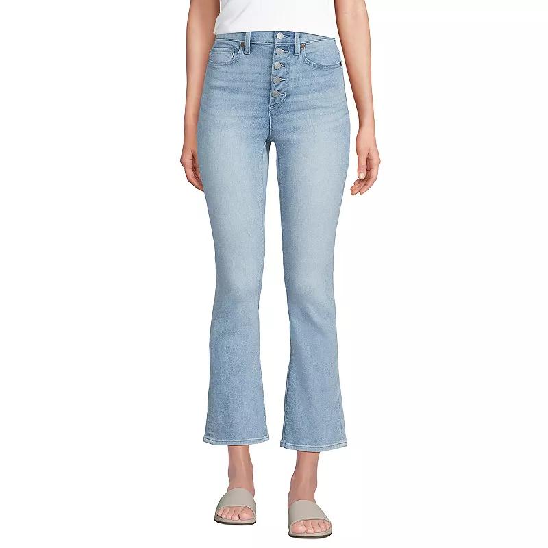 Women's Lands' End Recover High Rise Button Front Kick Flare Crop Jeans,  Product Image