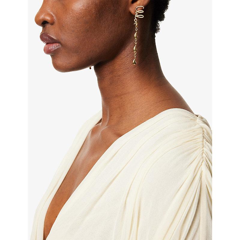 CHLOÉ Iconic Signature Dangling Earrings In Gold Product Image