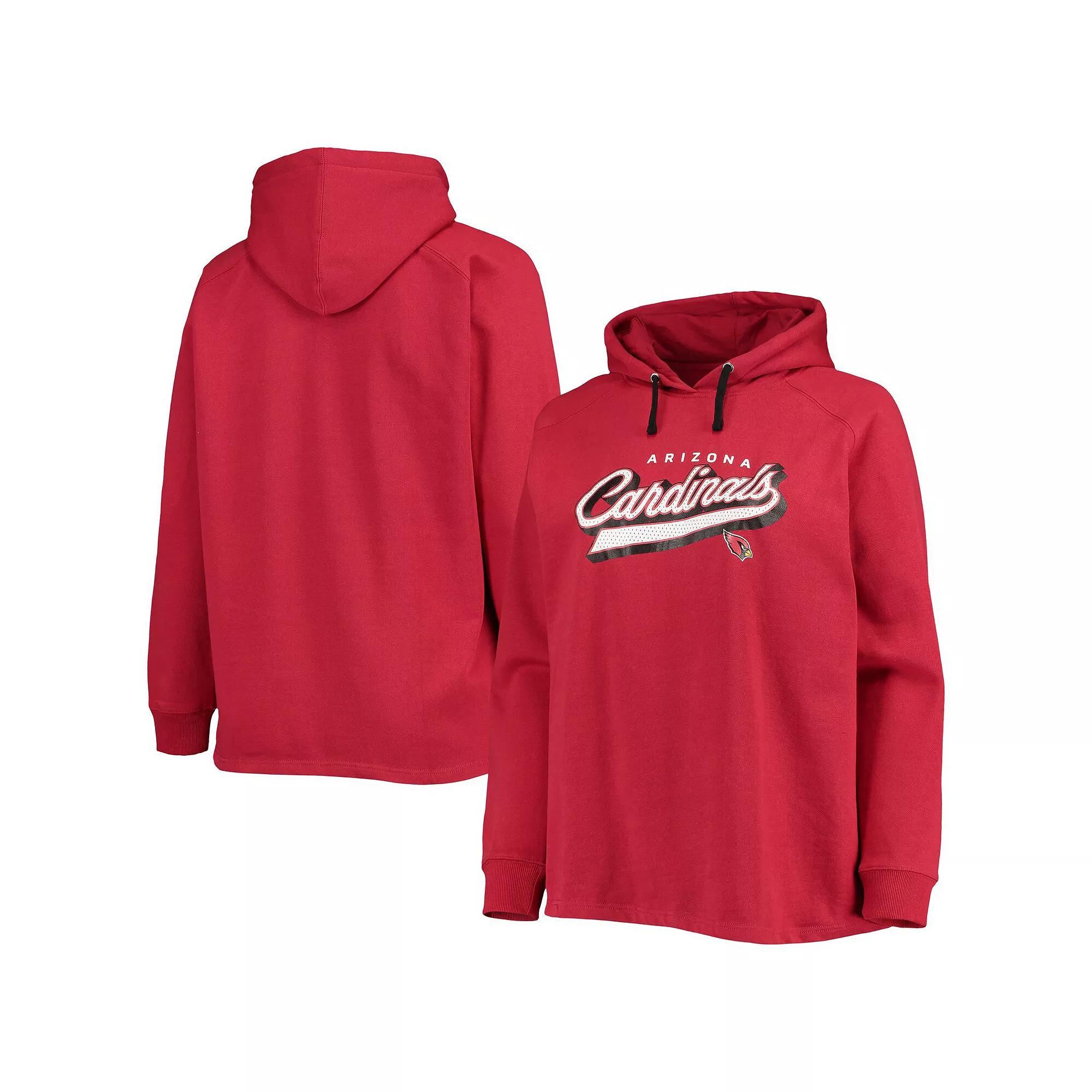 Women's Fanatics Branded Cardinal Arizona Cardinals Plus Size First Contact Raglan Pullover Hoodie, Size: 2XL, Red Product Image