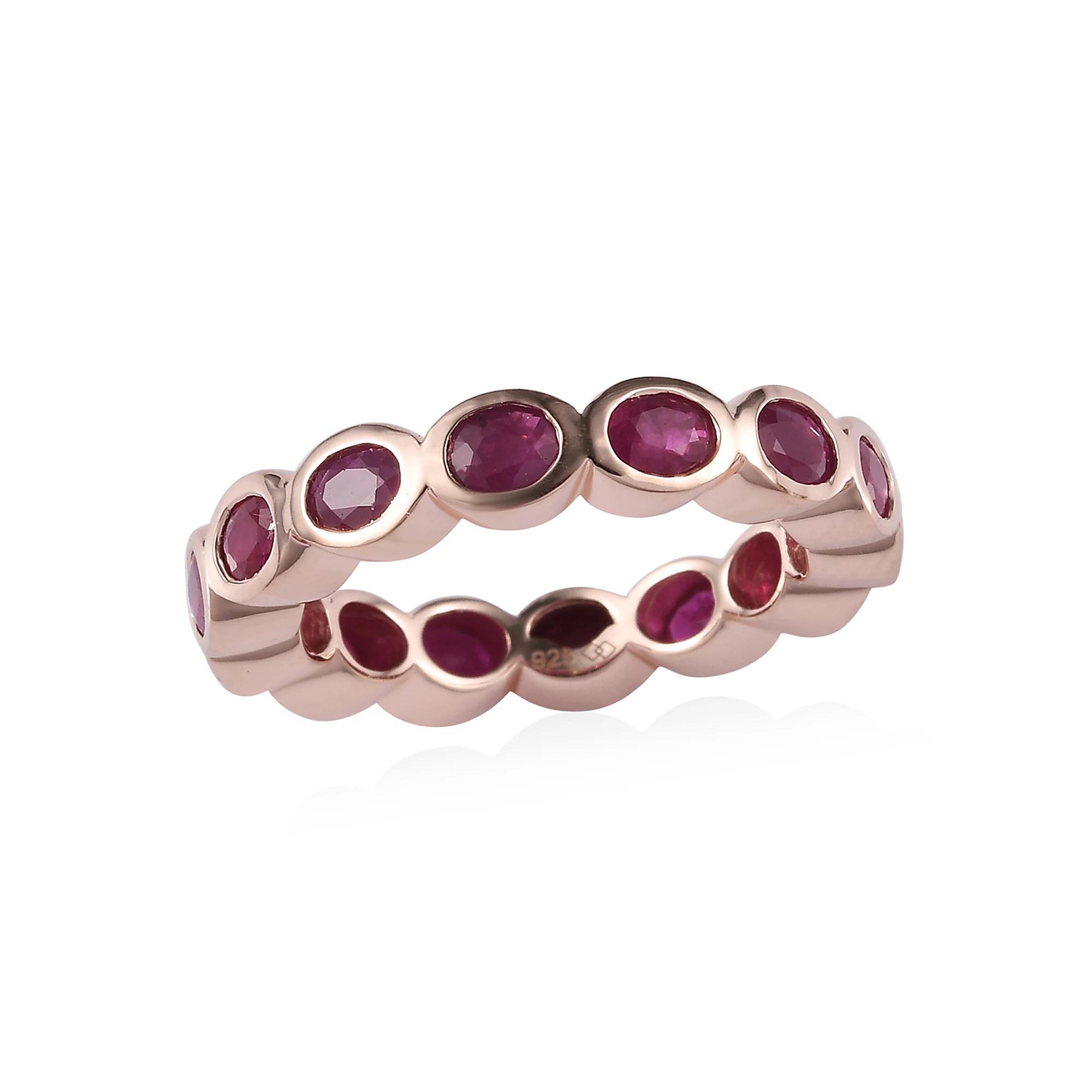 14k Rose Gold Over Silver Natural Ruby Eternity Ring, Women's, Size: 8, Red Product Image