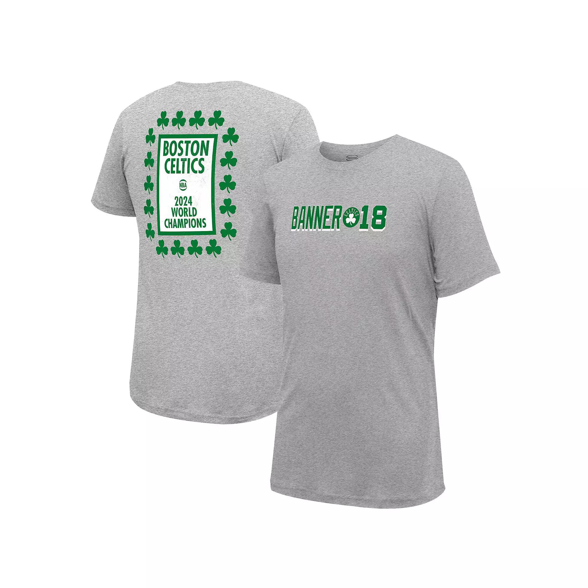 Men's Stadium Essentials Heather Gray Boston Celtics 18-Time NBA Finals Champions Banner 18 Forever T-Shirt, Size: Large, Grey Product Image