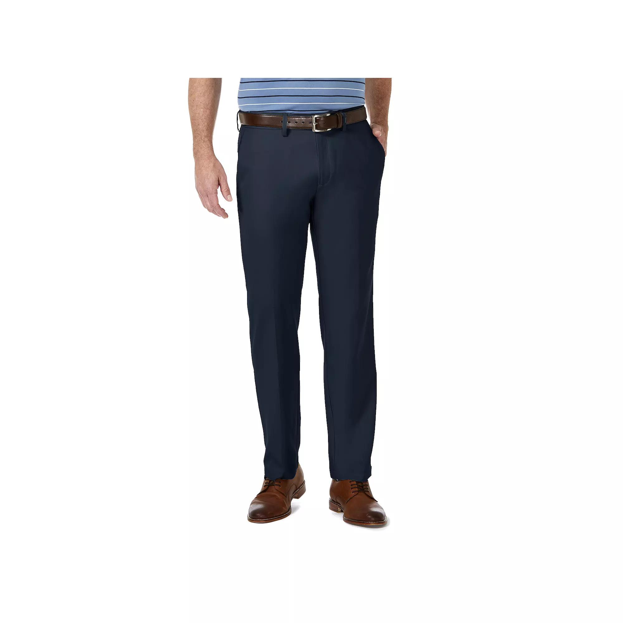 Men's Haggar® Cool 18® PRO Straight-Fit Wrinkle-Free Flat-Front Super Flex Waist Pants,  Product Image