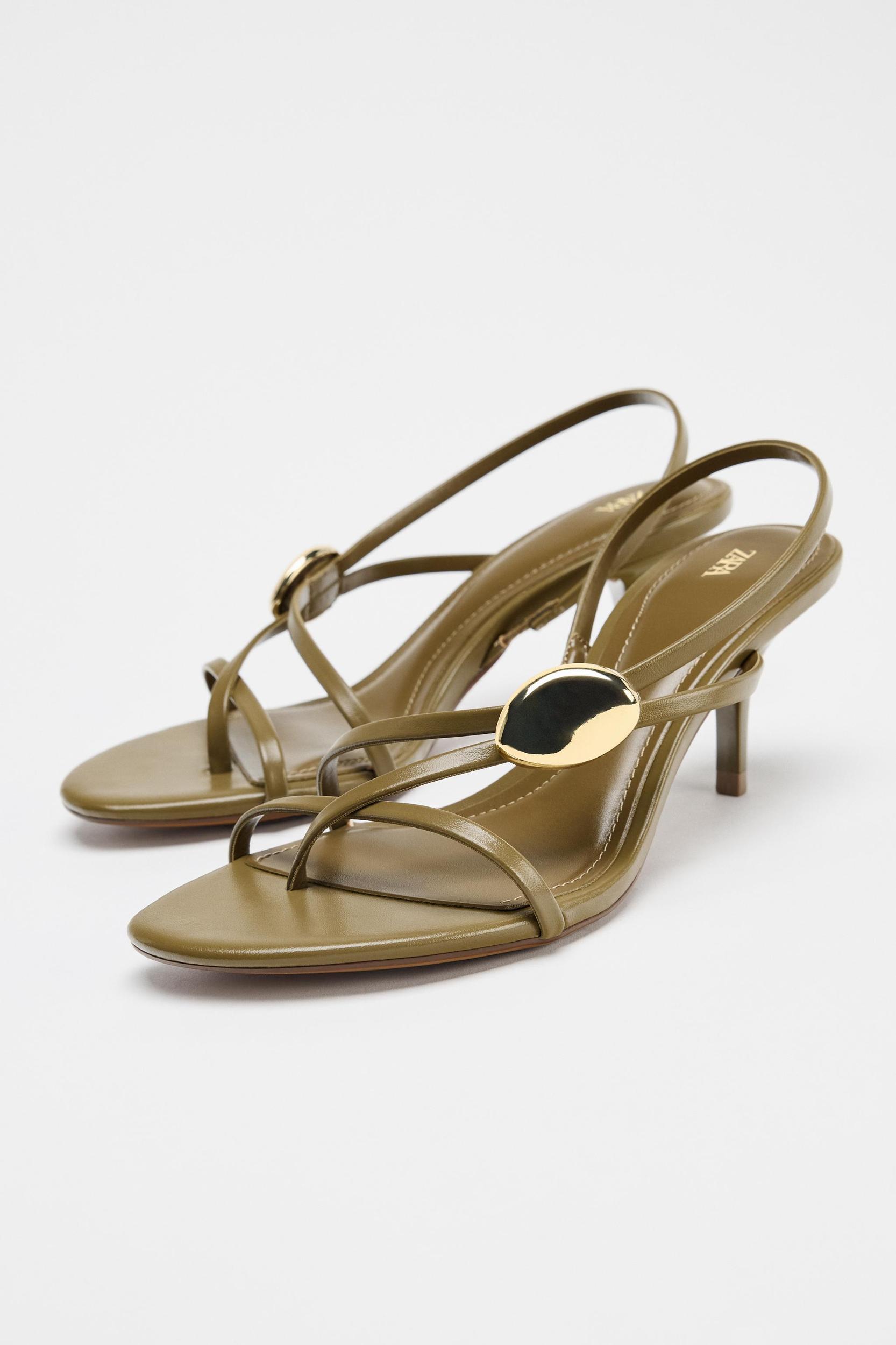 STRAPPY HEELED SANDALS WITH METAL DETAIL Product Image