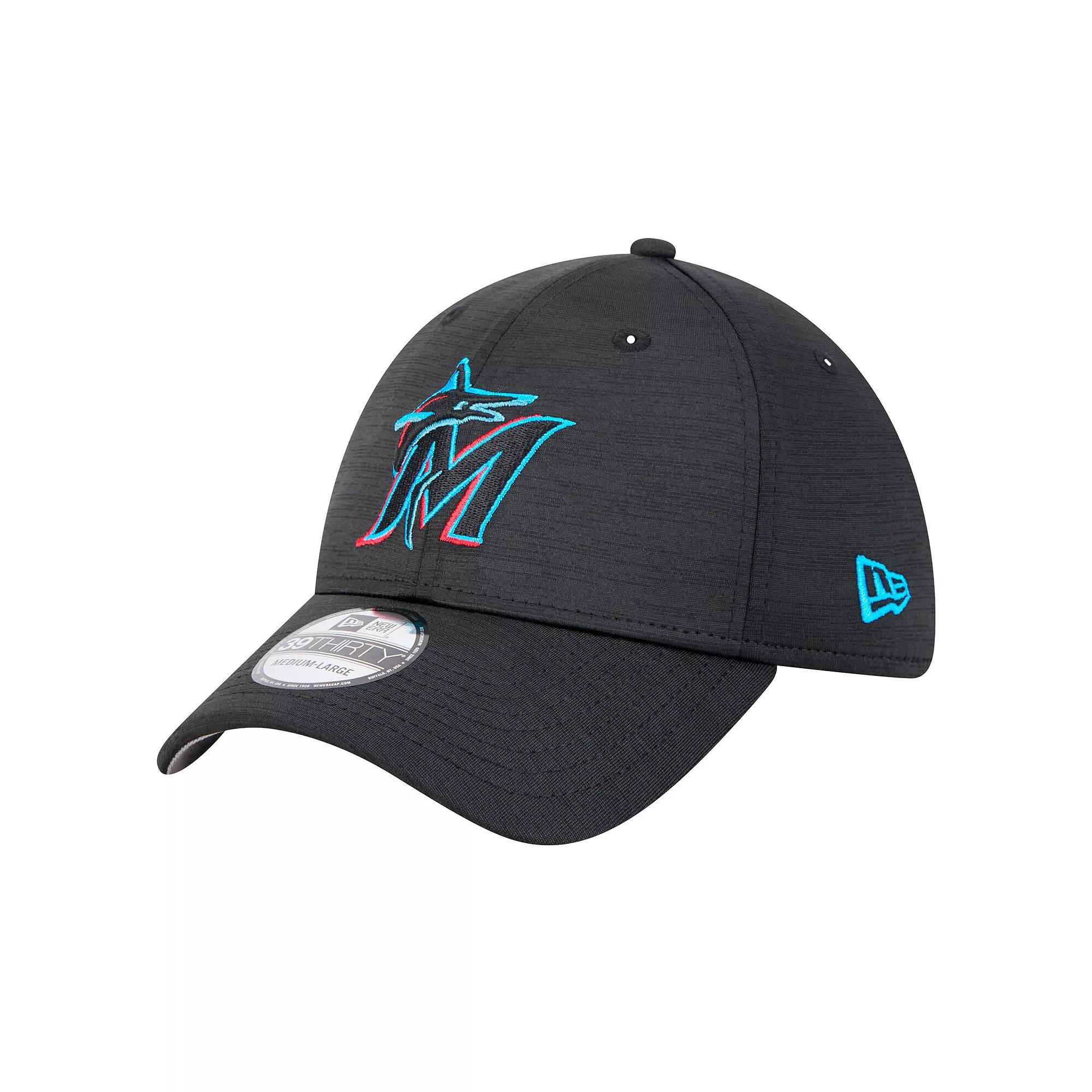 Men's New Era Black Miami Marlins Tech 39THIRTY Flex Hat,  Product Image