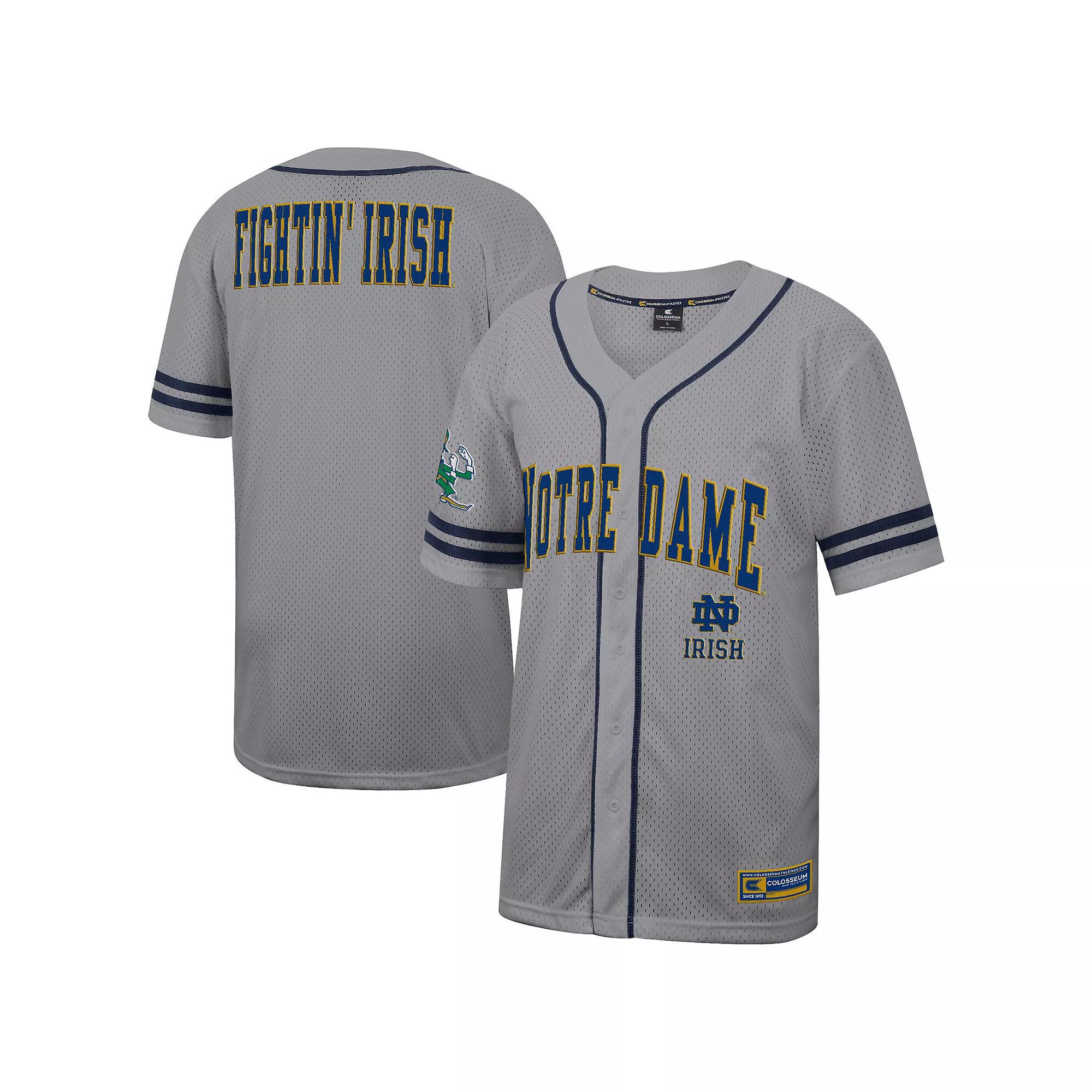 Men's Colosseum Gray Notre Dame Fighting Irish Free Spirited Baseball Jersey,  Product Image