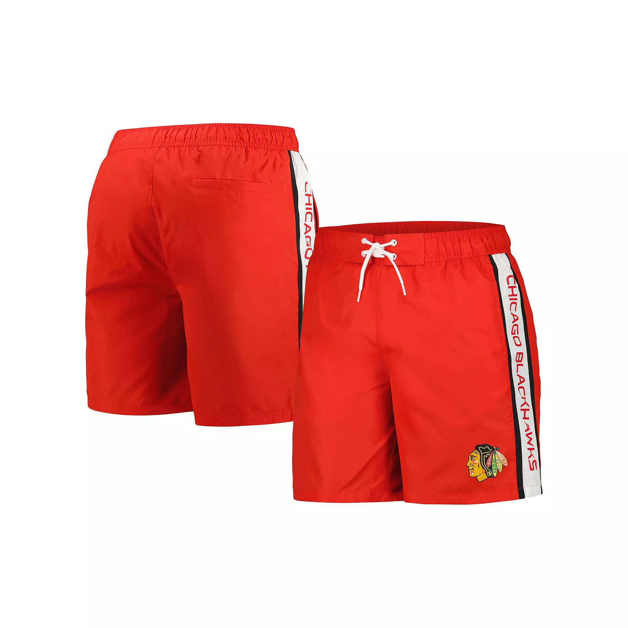 Men's G-III Sports by Carl Banks Red Chicago Blackhawks Streamline Volley Swim Trunks,  Product Image