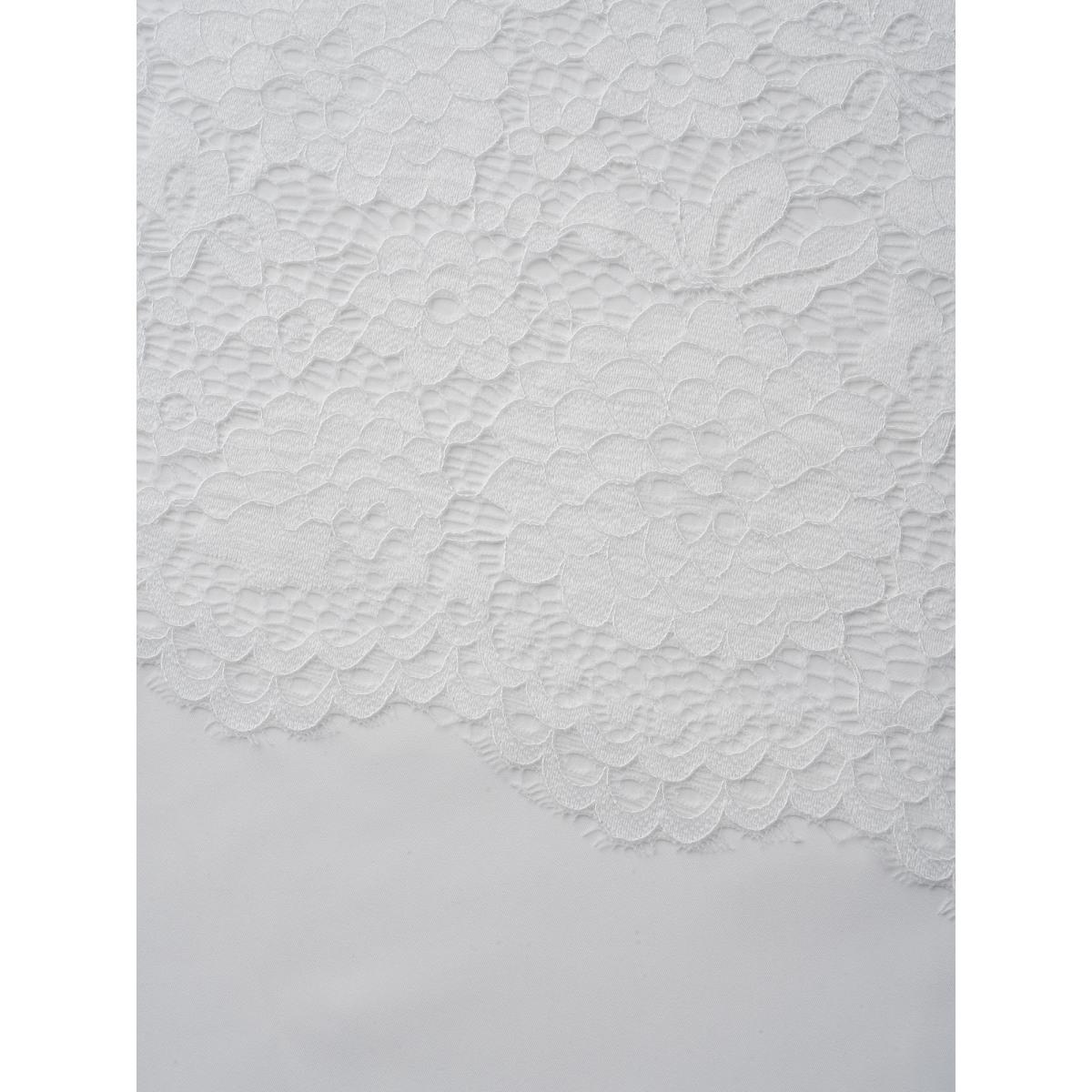 Plus Size Opticwhite Layered Crochet Lace Semi-Sheer Blouse Women Elegant Elbow-length sleeve Round Neck Everyday Blouses BloomChic 12/L Product Image