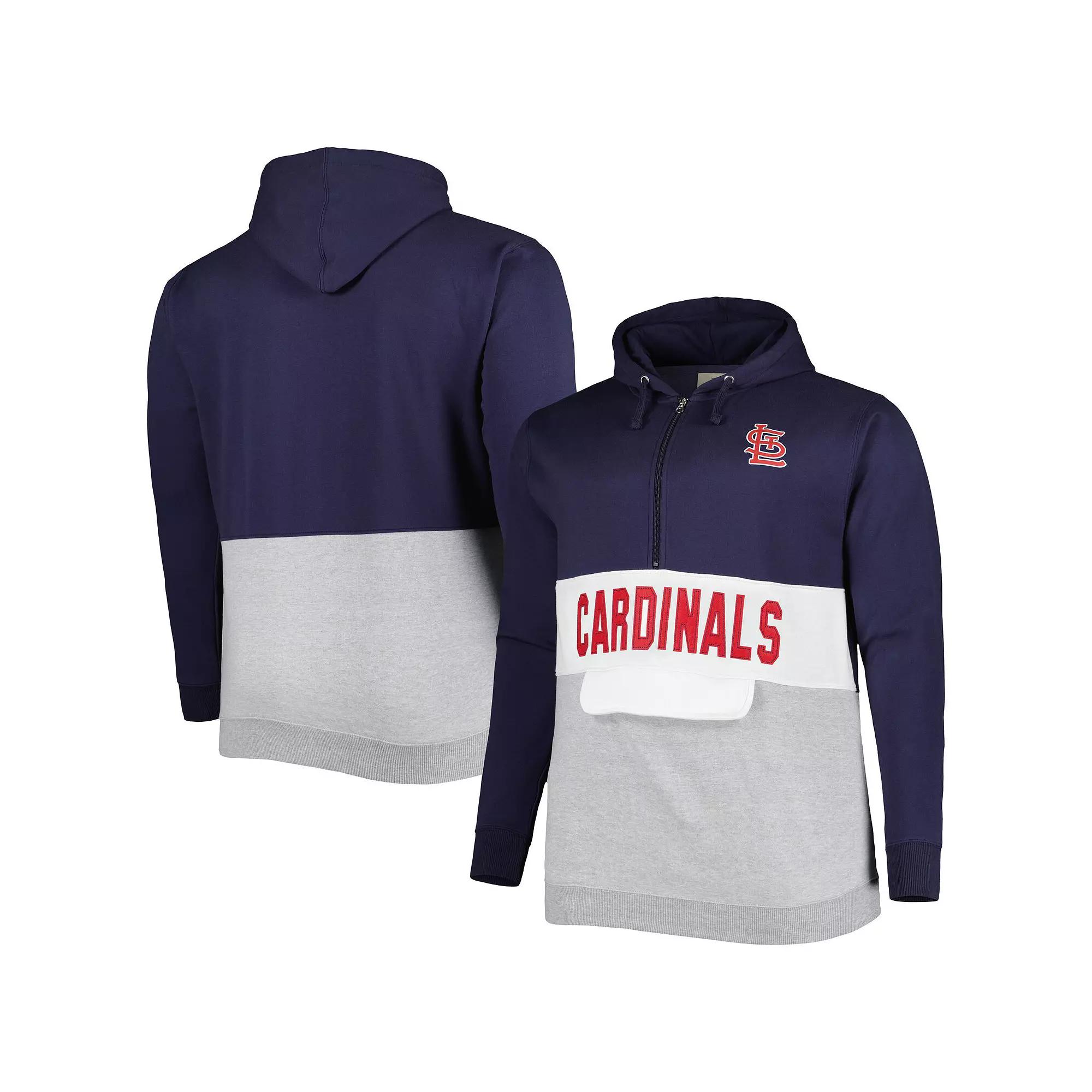 Men's Navy/White St. Louis Cardinals Big & Tall Fleece Half-Zip Hoodie,  Product Image