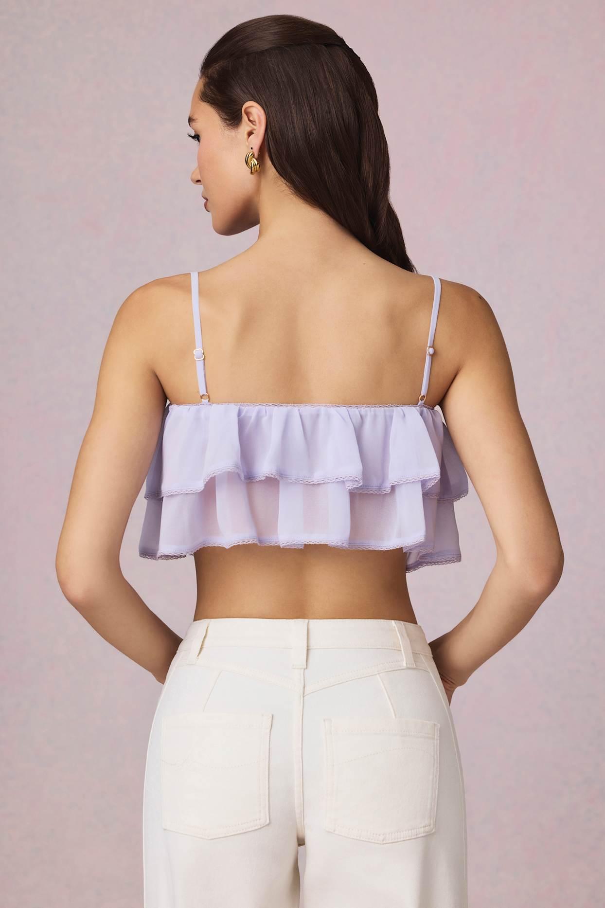 Ruffled Cropped Camisole Top in Lilac Product Image