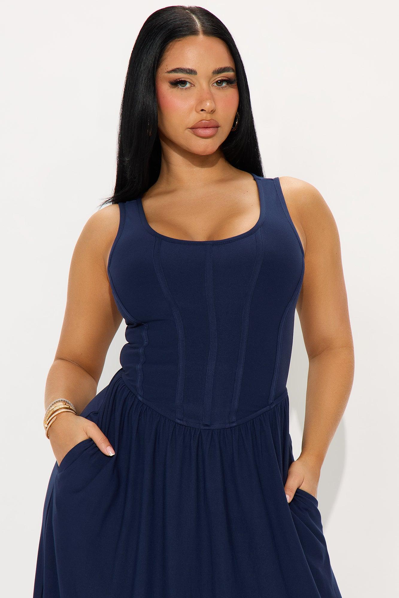 Arianna Sleeveless Maxi Dress - Navy Product Image
