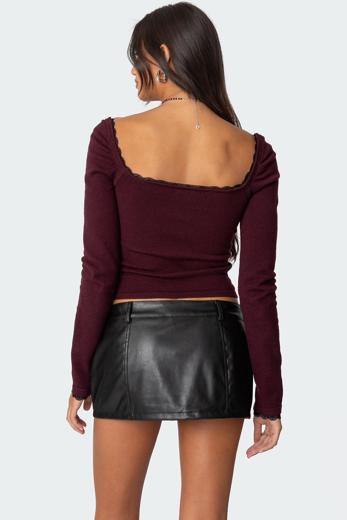 Ansley Lacey Cable Knit Top Product Image