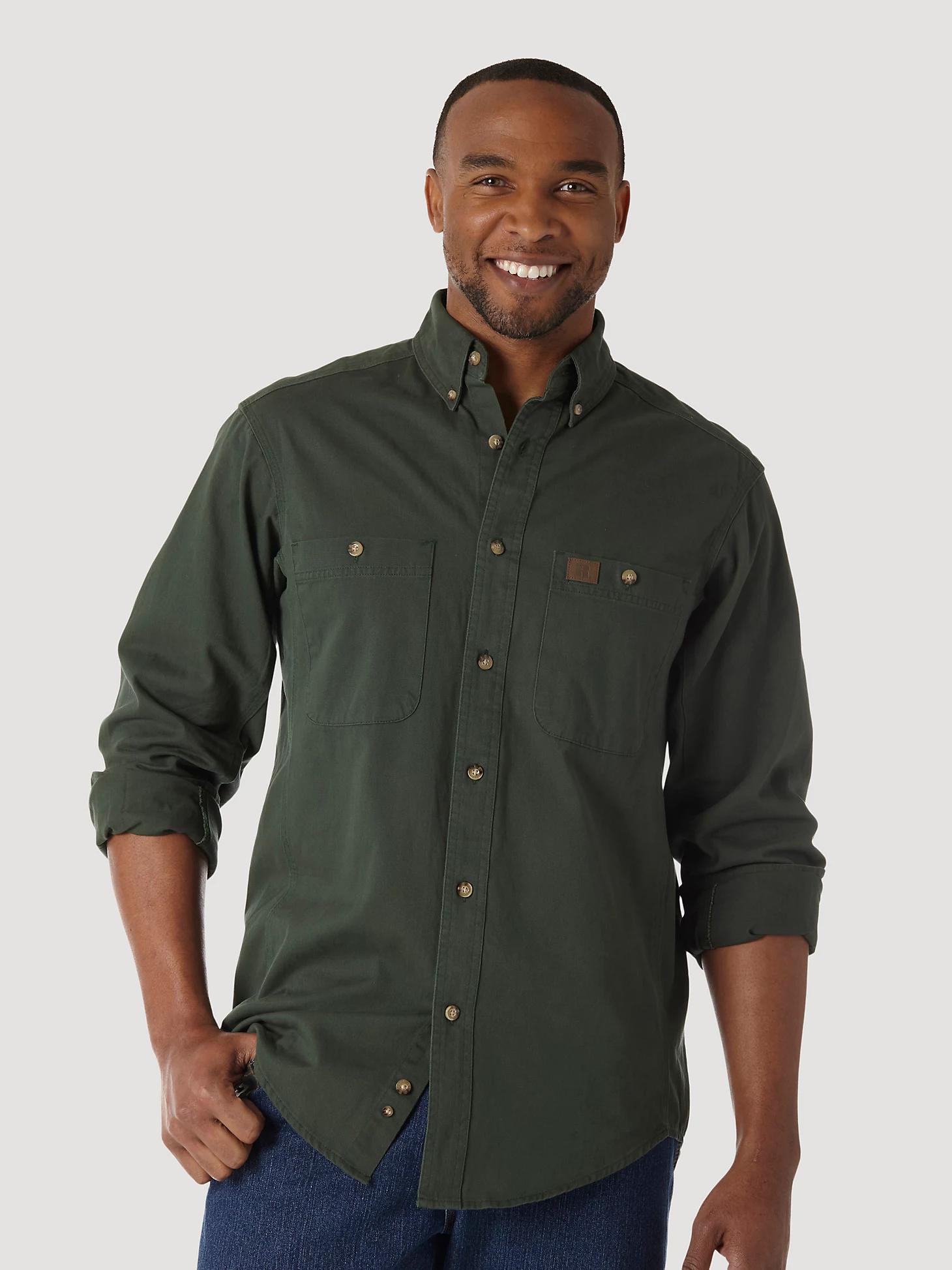 Wrangler® RIGGS Workwear® Long Sleeve Button Down Solid Twill Work Shirt | Men's SHIRTS | Wrangler® Product Image