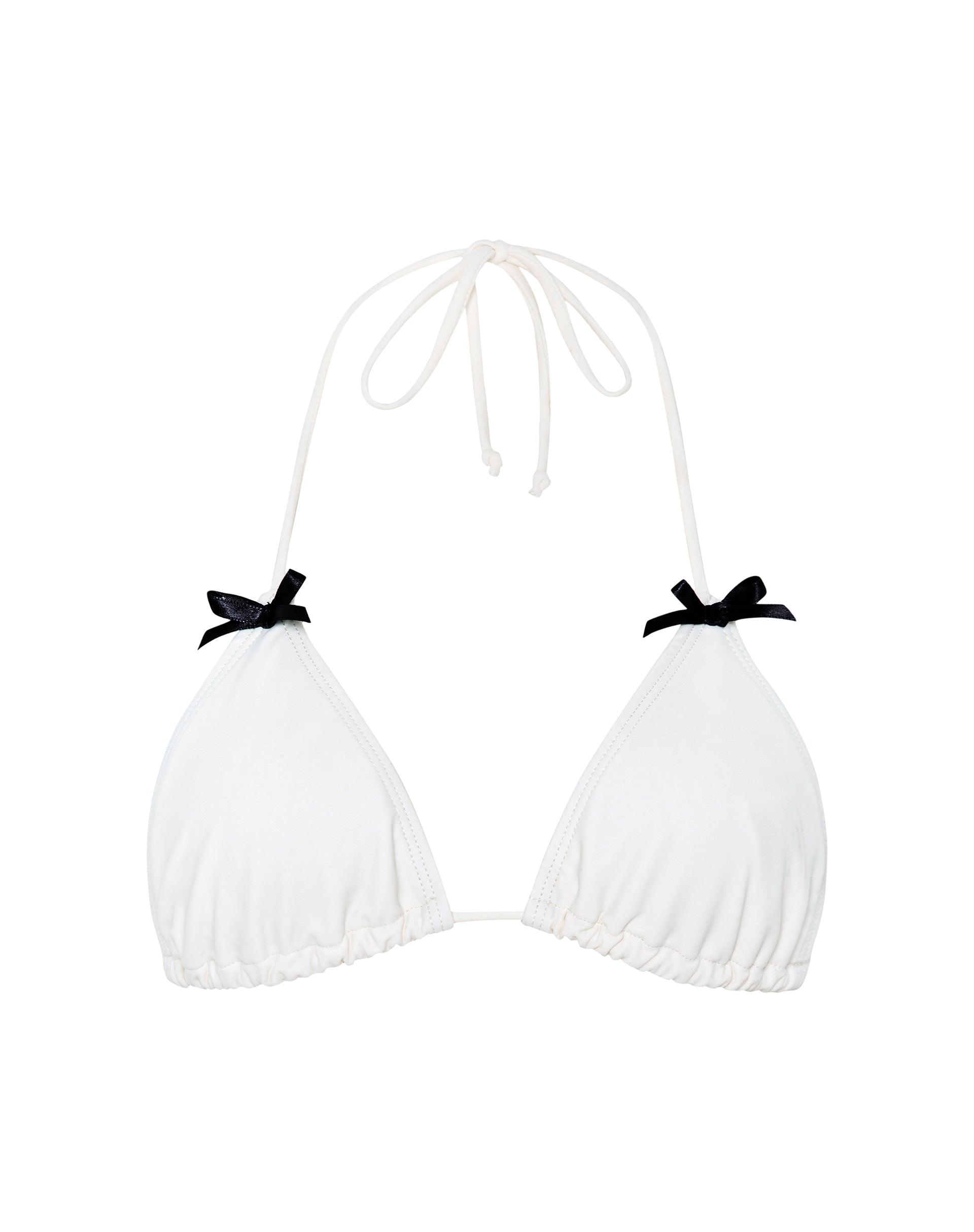 Pami Bikini Top in Ivory with Black Bow Female Product Image