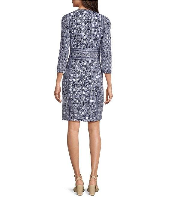 J.McLaughlin Lola Knit Split V-Neck 3/4 Sleeve Dress Product Image