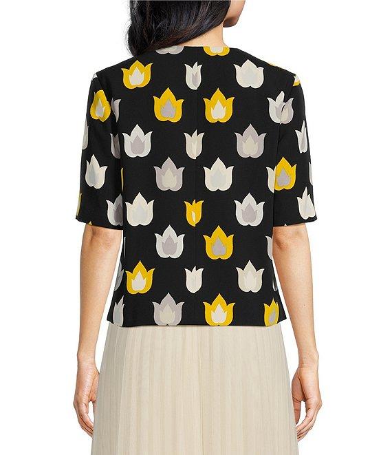 Tara Jarmon Thylane Woven V-Neck Short Sleeve Faux Lacing Detail Top Product Image