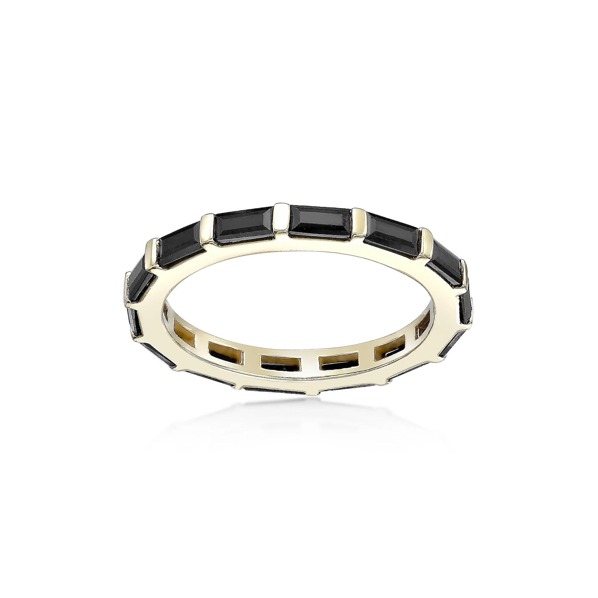 Gemminded 18k Gold Over Silver Black Spinel Ring, Womens Gold Tone Product Image