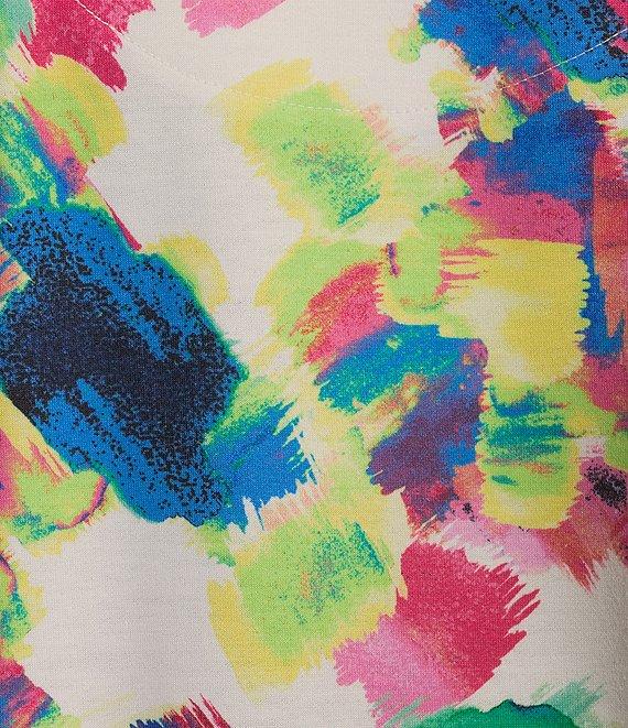 Allison Daley Brush Stroke Print 3/4 Sleeve Crew Neck Knit Top Product Image