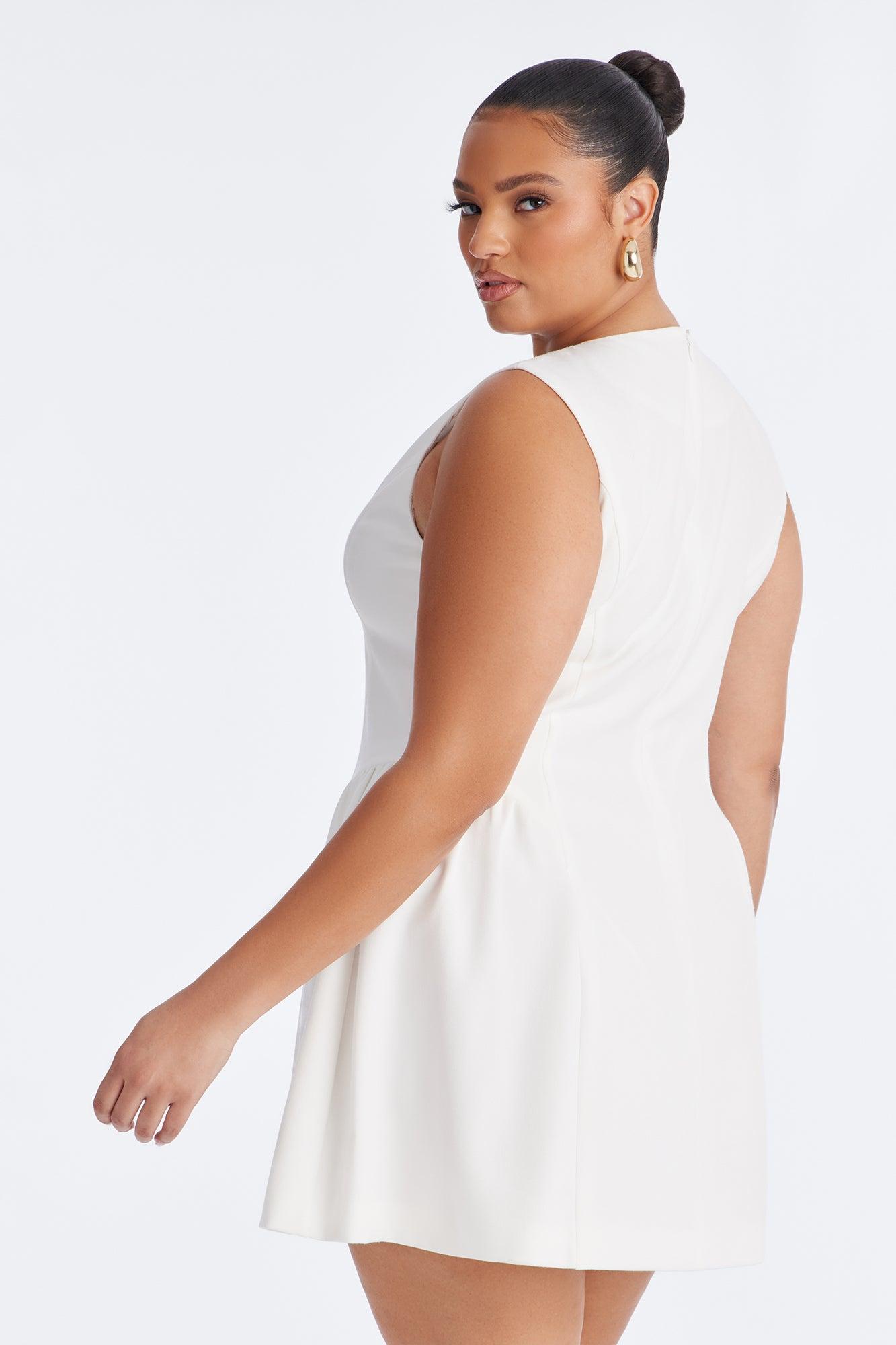 Elsie Sleeveless Button Up Mini Dress - White Female Product Image