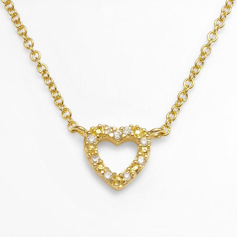 Sophie Miller 14k Gold Over Silver Cubic Zirconia Heart Link Necklace, Women's, Size: 18", White Product Image