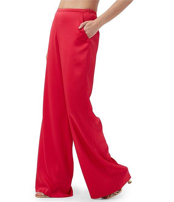 Trina Turk Tavia Satin Mid Rise Side Leg Pants Product Image