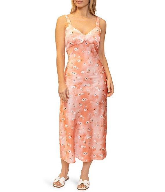 Stevie By Steve Madden Floral Print V-Neck Cami Midi Dress Product Image