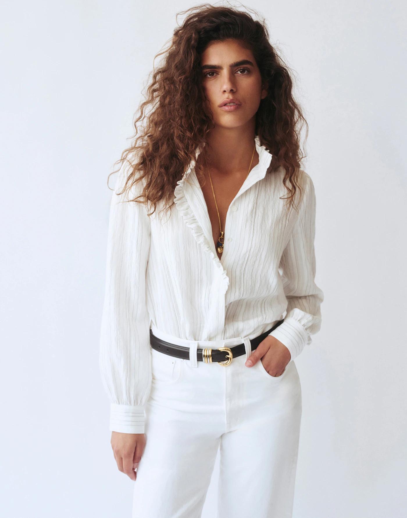 Ruffled Button-Up Top Product Image