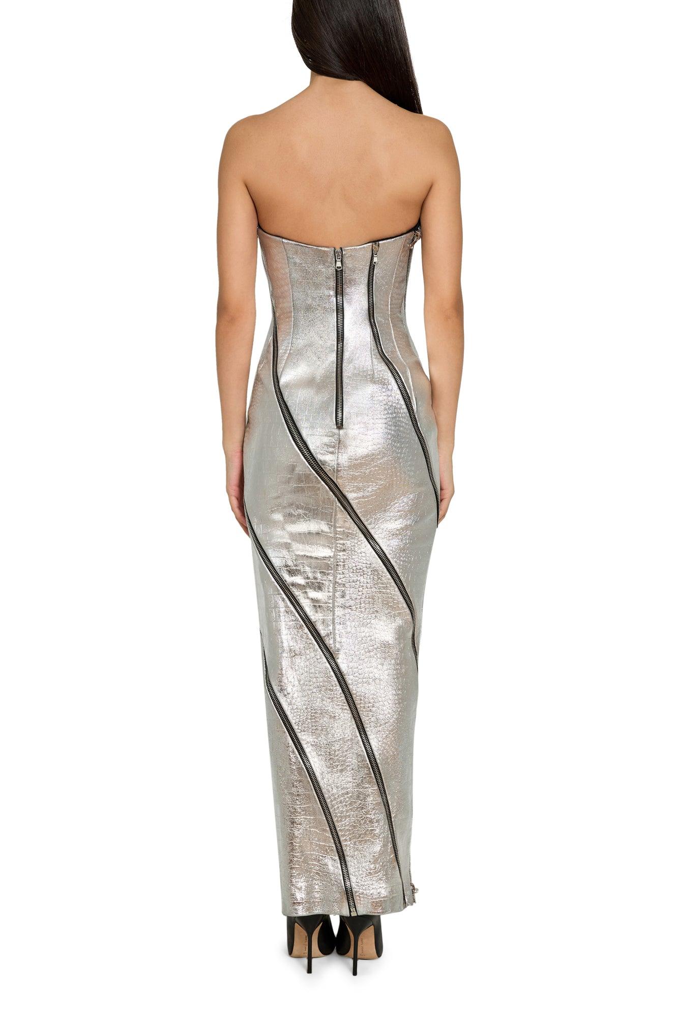 Strapless Gown with All Over Zipper Detail Product Image