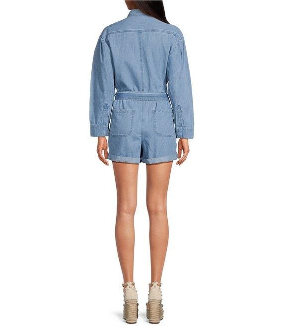 Gianni Bini Charlie Denim Button Down Long Sleeve Romper Product Image