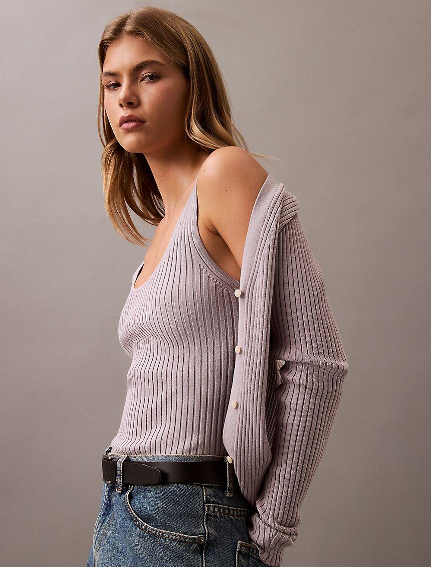 Smooth Cotton Rib Sweater Tank Top Product Image