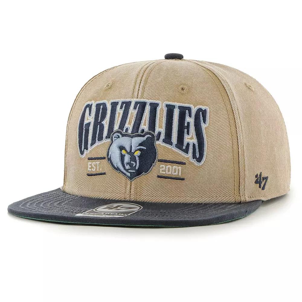 Men's '47 Khaki/Navy Memphis Grizzlies Chilmark Captain Snapback Hat, Grz Beig K Product Image