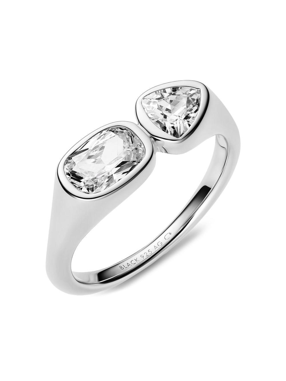sterling silver double-stone signet ring Product Image