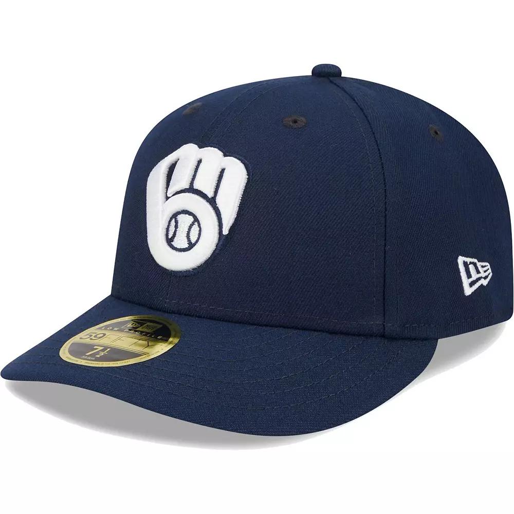Men's New Era Navy Milwaukee Brewers Oceanside Low Profile 59FIFTY Fitted Hat, Size: 7 1/8, Blue Product Image