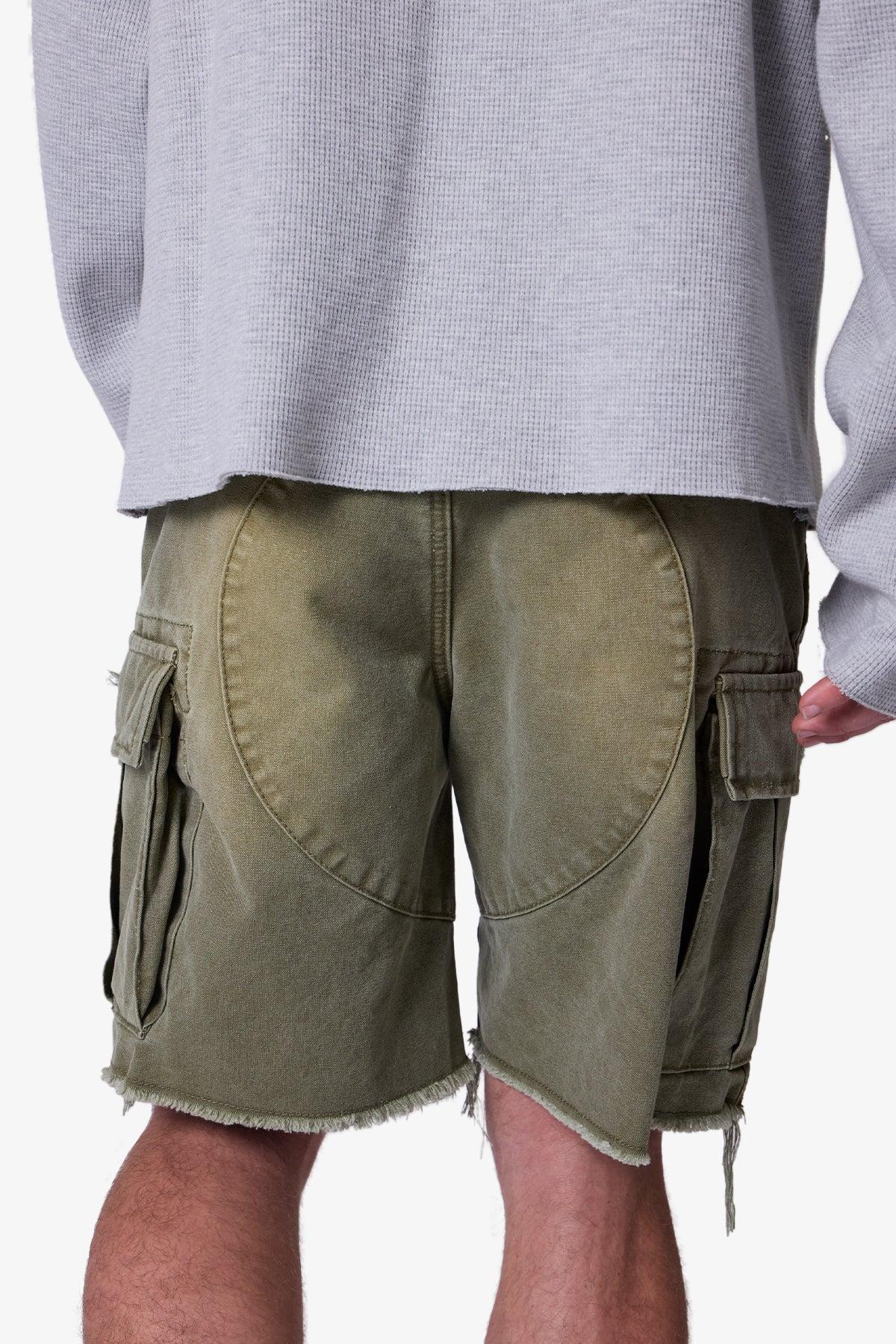 Distressed Cargo Shorts - Olive Product Image